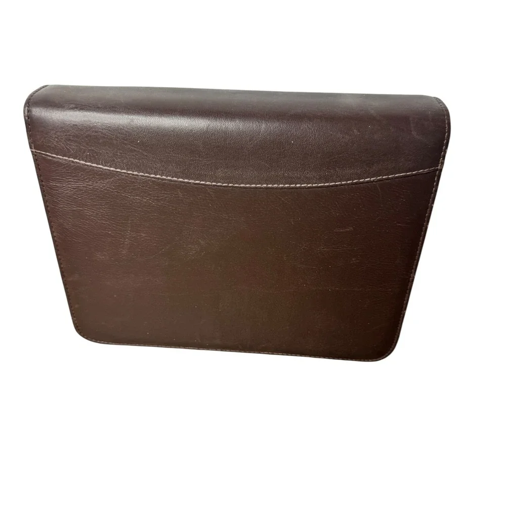 Franklin Covey Brown Nappa Leather 7-Ring Zip Planner Binder Portfolio